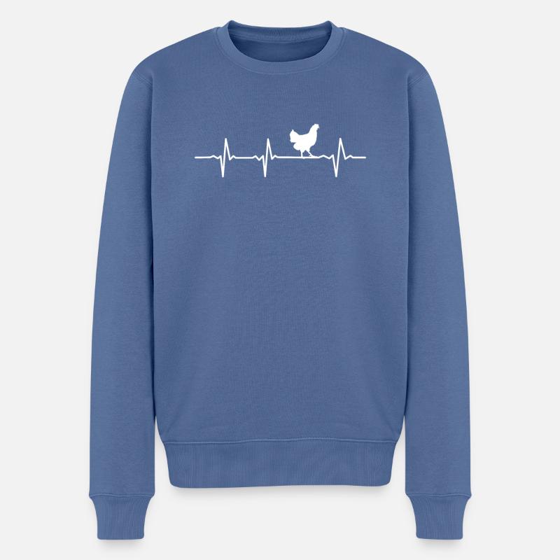 Poulet Heartbeat Coq Pulse Farmer Poulets Cadeau - Pull Premium bio Homme - bleu pigeon