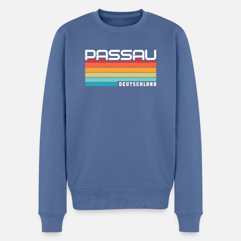 Passauerin Passauer Passau - Männer Premium Bio Pullover - Taubenblau