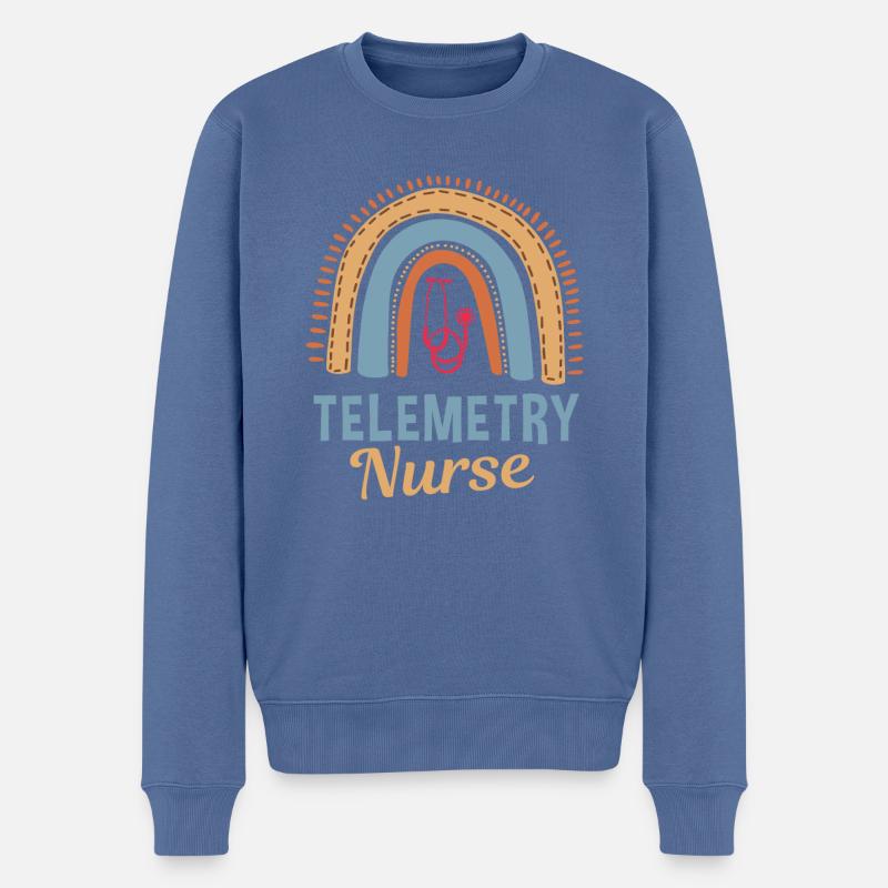 Telemetry Krankenschwester Regenbogen - Männer Premium Bio Pullover - Taubenblau