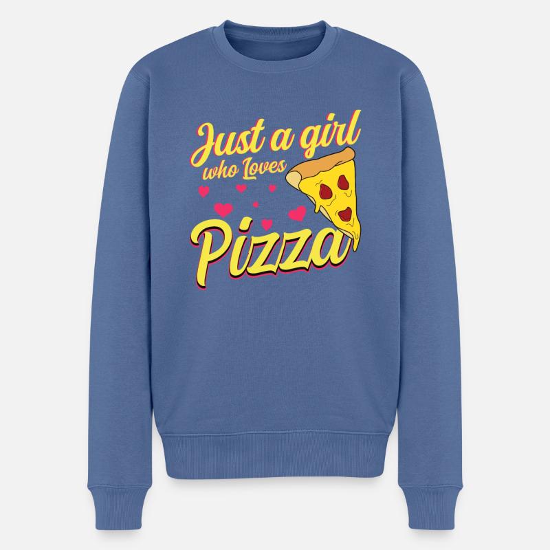 Les filles adorent la pizza - Pull Premium bio Homme - bleu pigeon