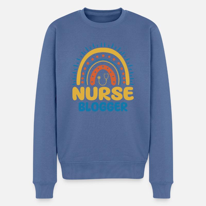 Krankenschwester Blogger Boho Regenbogen - Männer Premium Bio Pullover - Taubenblau