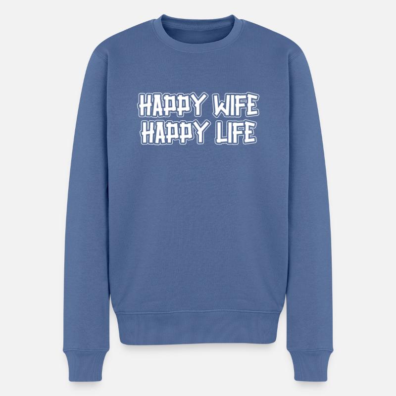 Femme heureuse Vie heureuse - Pull Premium bio Homme - bleu pigeon