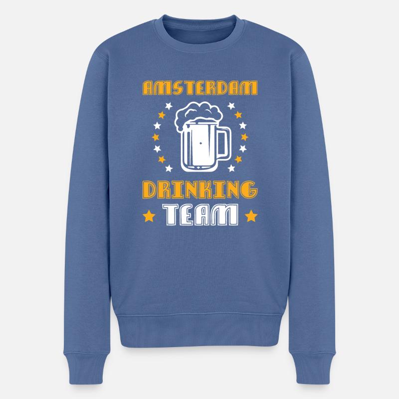 Amsterdam Drinking Team - Männer Premium Bio Pullover - Taubenblau