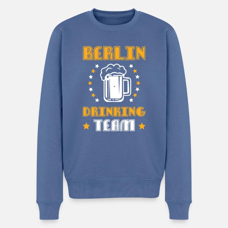 Berlin Drinking Team - Pull Premium bio Homme - bleu pigeon