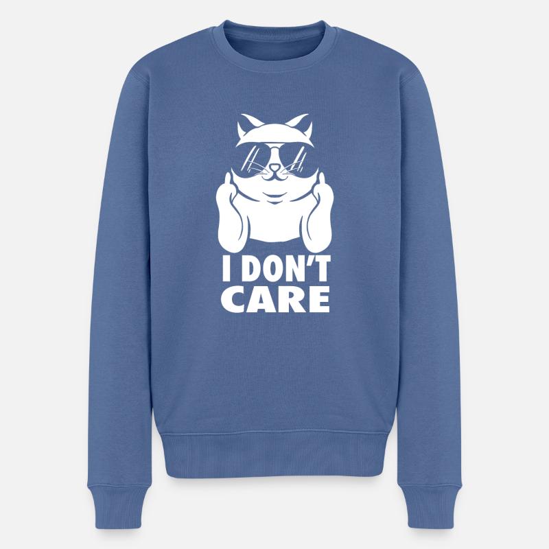 Katze Sonnenbrille - Männer Premium Bio Pullover - Taubenblau