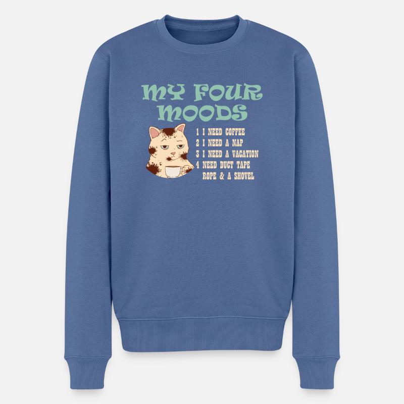 Katze Kaffee - Männer Premium Bio Pullover - Taubenblau