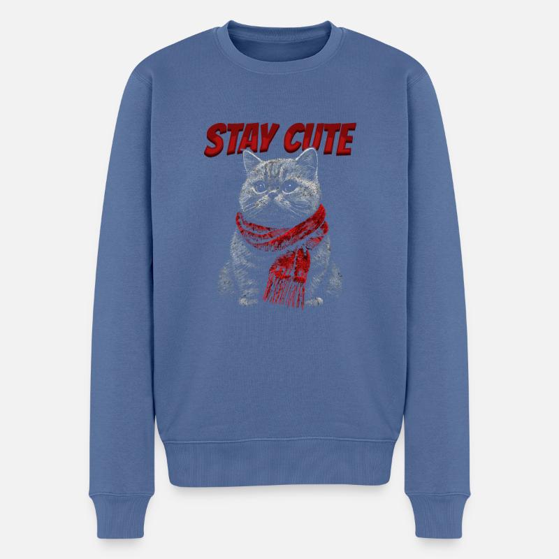 Echarpe de chat Restez mignon - Pull Premium bio Homme - bleu pigeon