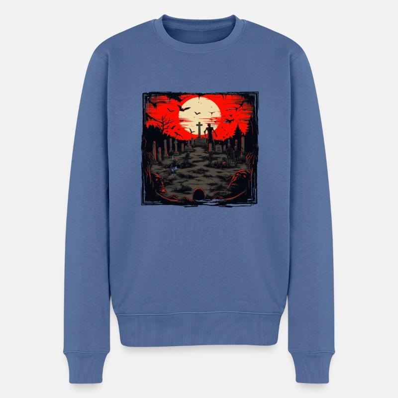 Gruselige Stimmung von Halloween - Männer Premium Bio Pullover - Taubenblau