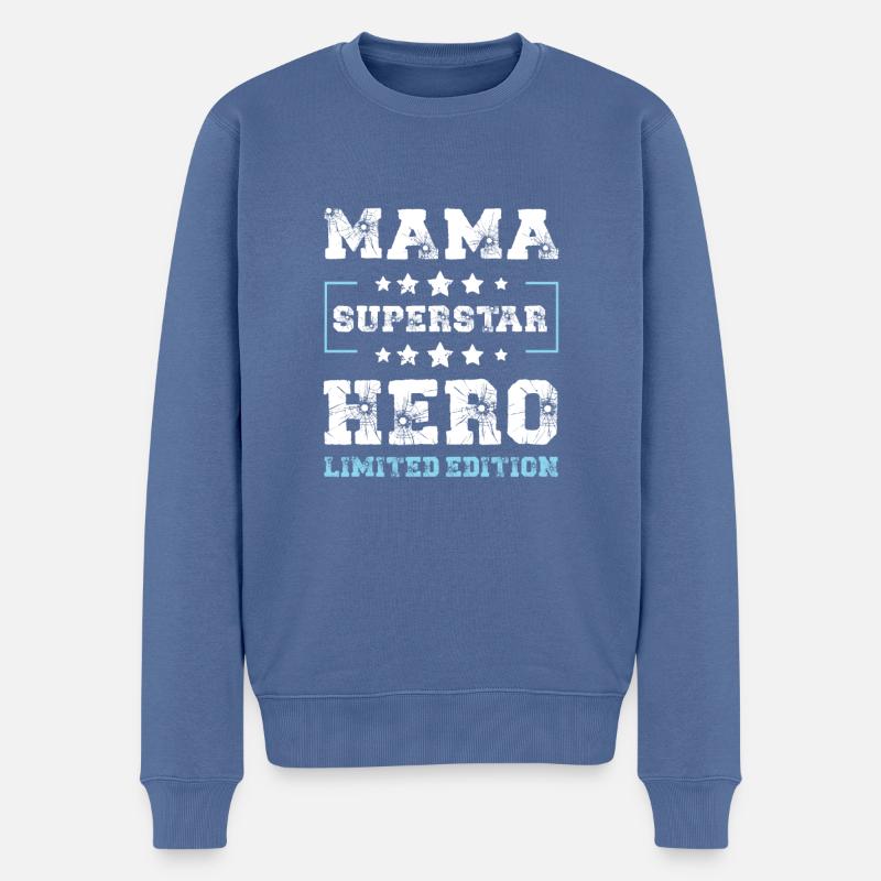 Mama Limited Edition Dicton - Pull Premium bio Homme - bleu pigeon