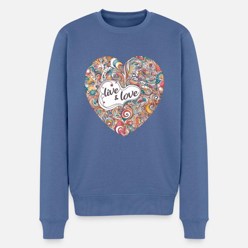 Buntes Herz - vivre et aimer - Pull Premium bio Homme - bleu pigeon