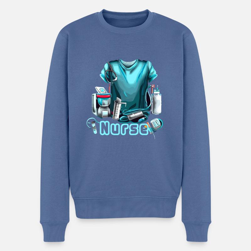 KRANKENPFLEGE - Männer Premium Bio Pullover - Taubenblau
