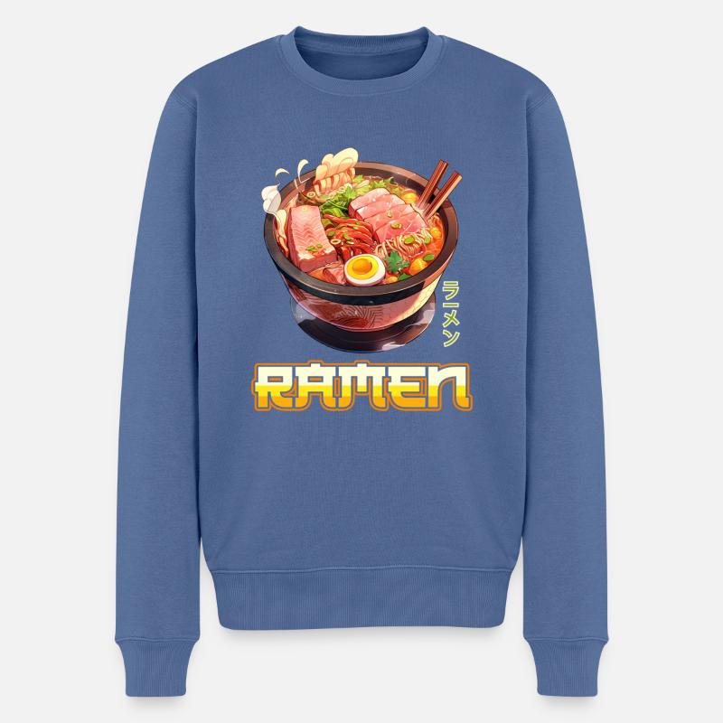 Nouilles Ramen d’anime - Pull Premium bio Homme - bleu pigeon