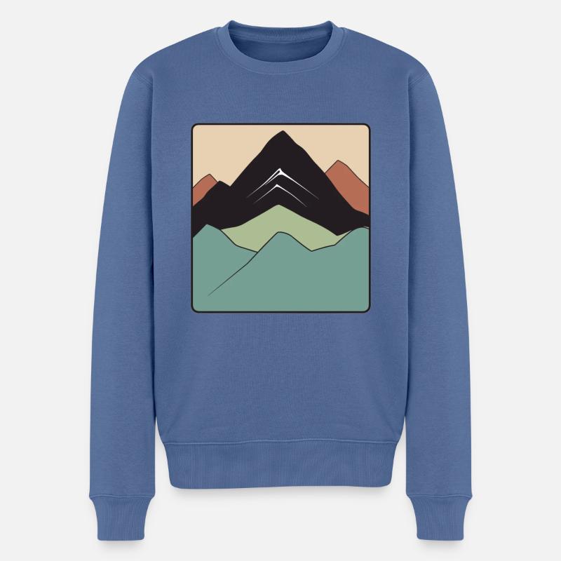 Logo - Landschaft mit Berg in Erdtönen - Männer Premium Bio Pullover - Taubenblau
