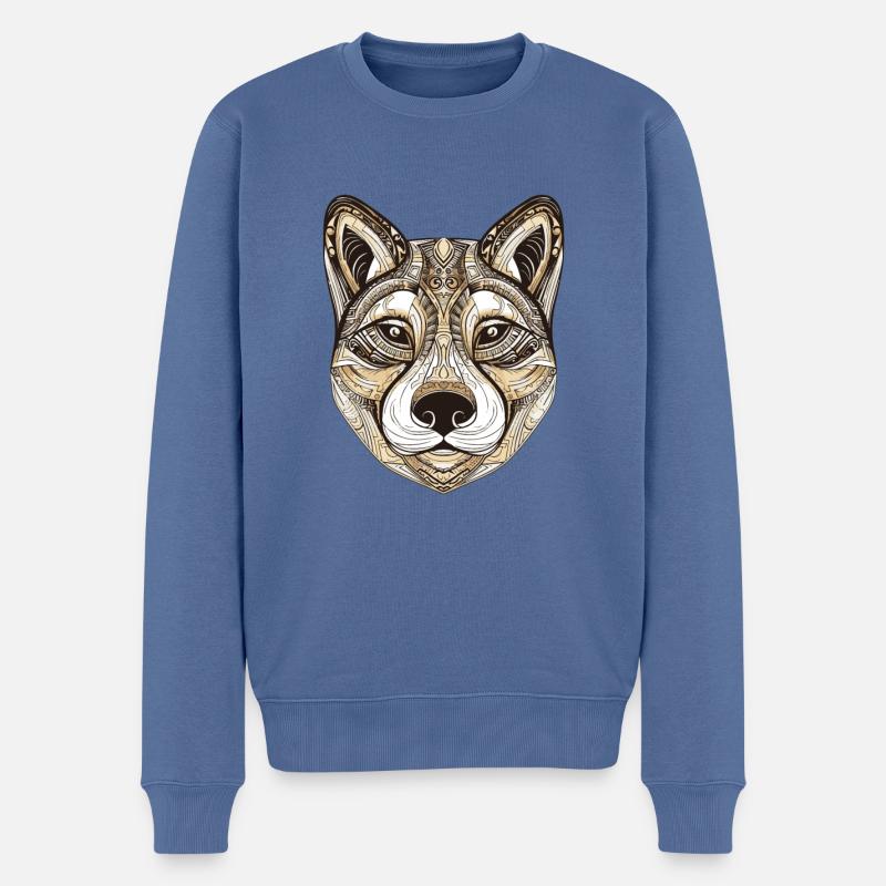 Portrait de chien Husky - Pull Premium bio Homme - bleu pigeon