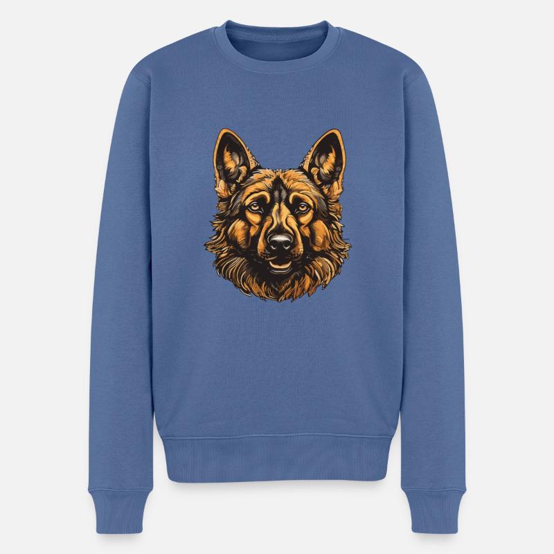 Schäferhund Hund Portrait - Männer Premium Bio Pullover - Taubenblau