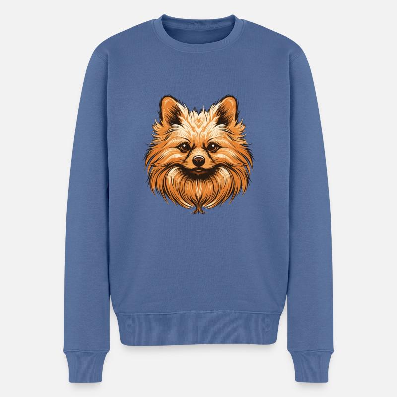 Pomeranian Hund Portrait - Männer Premium Bio Pullover - Taubenblau