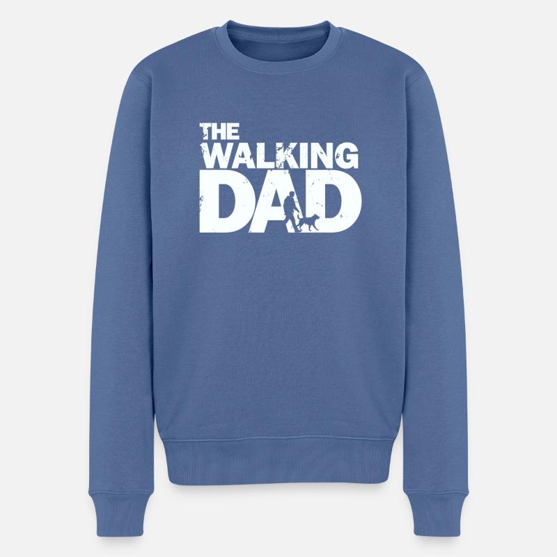 Le papa qui marche - Pull Premium bio Homme - bleu pigeon