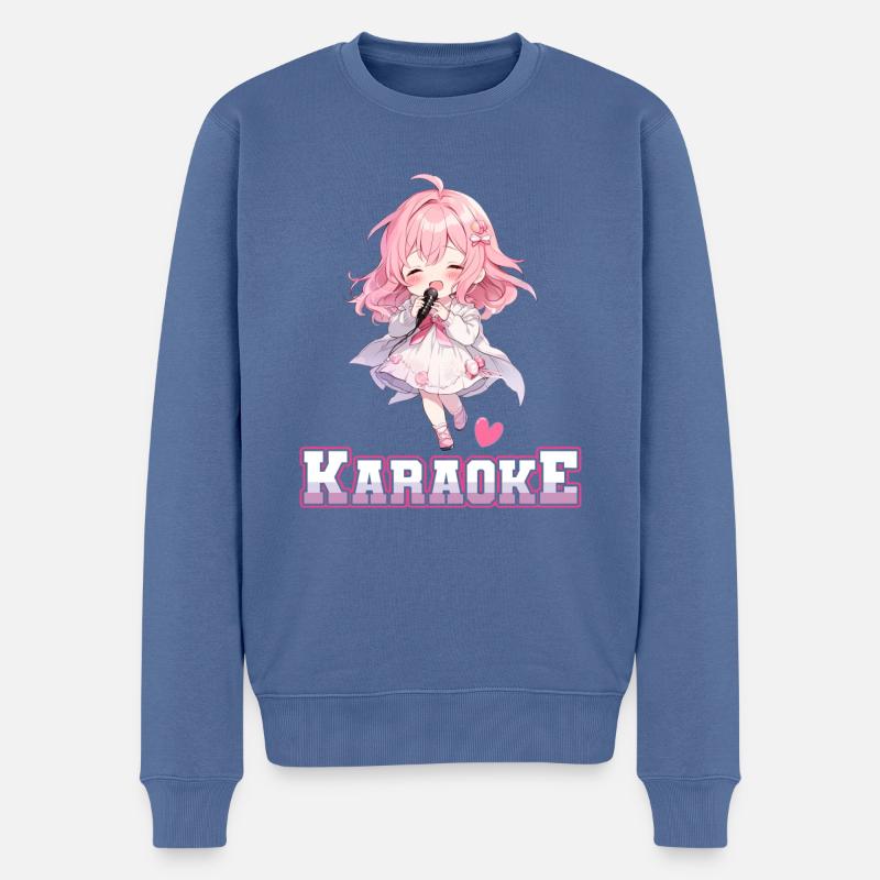 Mädchen Manga Anime Karaoke - Männer Premium Bio Pullover - Taubenblau