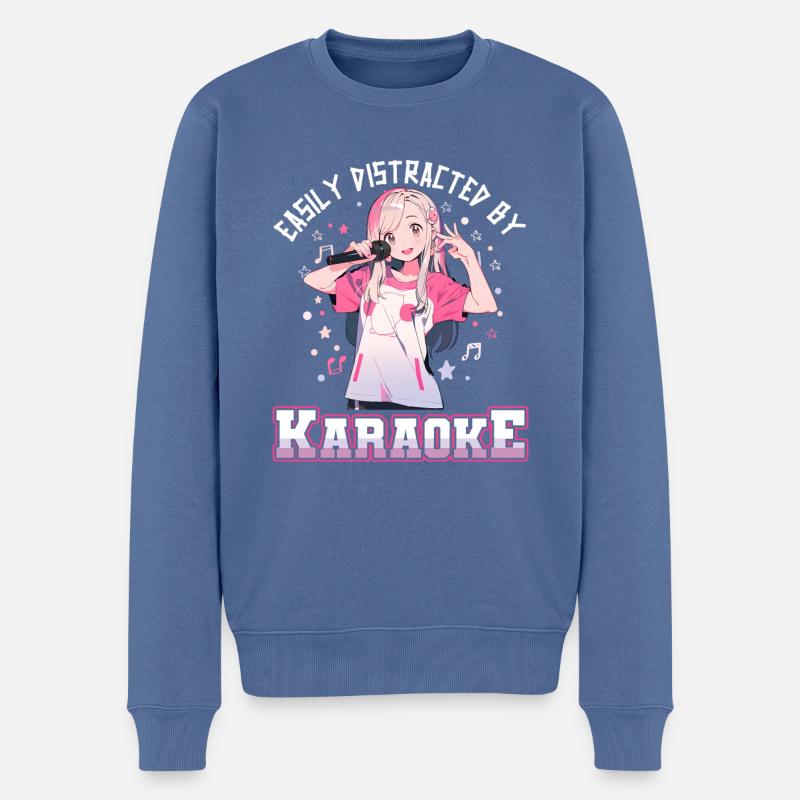 Easily distracted by Karaoke - Männer Premium Bio Pullover - Taubenblau