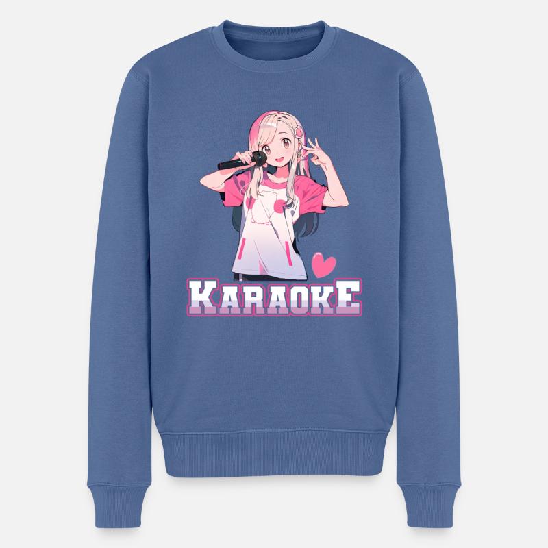 Mädchen Manga Anime Karaoke - Männer Premium Bio Pullover - Taubenblau