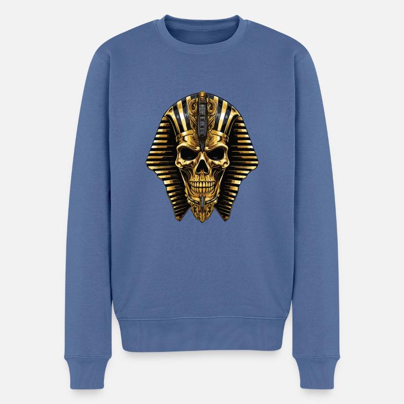 Pharao Totenkopf - Männer Premium Bio Pullover - Taubenblau