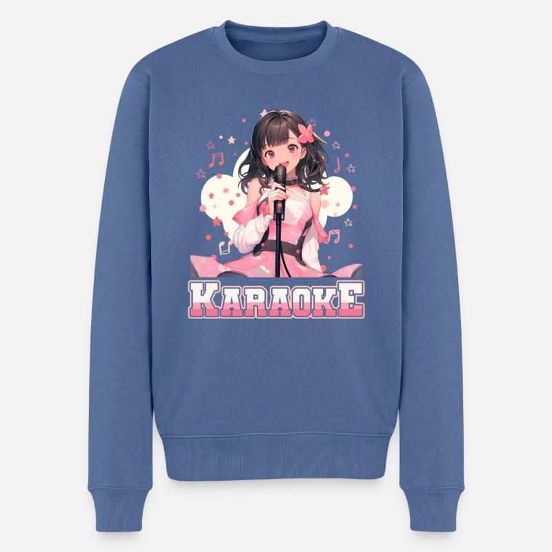 Filles Manga Anime Karaoké - Pull Premium bio Homme - bleu pigeon