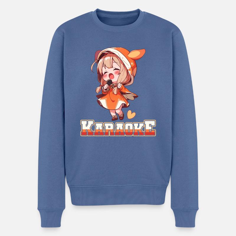 Filles Manga Anime Karaoké - Pull Premium bio Homme - bleu pigeon