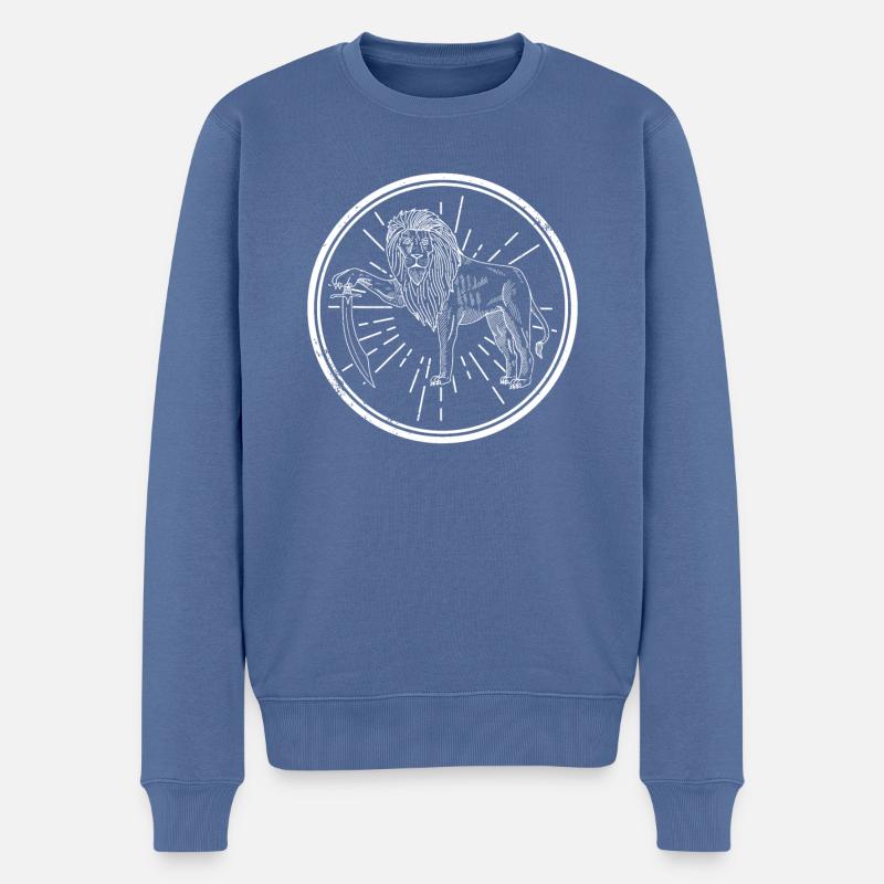 Iran Faravahar Geschichte Persien Sonne Löwe - Männer Premium Bio Pullover - Taubenblau