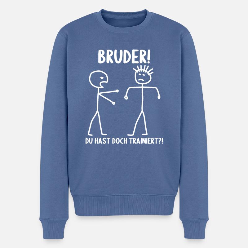 Fitness Bodybuilder Gym Alter hast du trainiert - Männer Premium Bio Pullover - Taubenblau