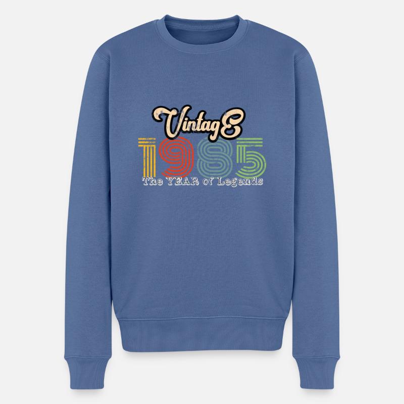 Vintage 1985 - Männer Premium Bio Pullover - Taubenblau