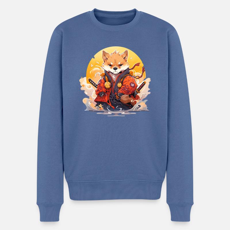 Asien Corki Japanischer Samurais Samurai - Männer Premium Bio Pullover - Taubenblau