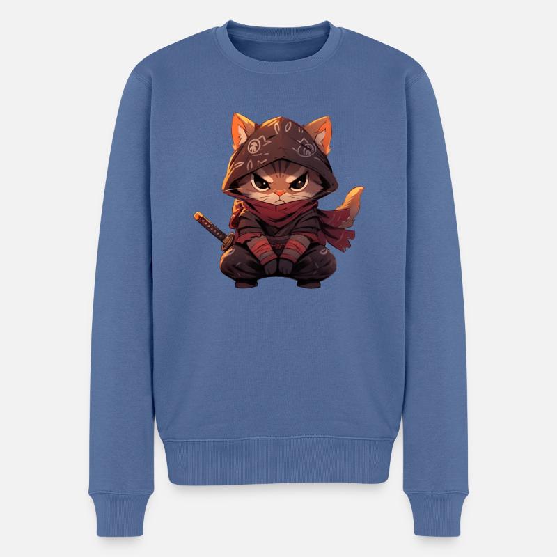 Chat d’Asie Samouraï japonais Samouraï - Pull Premium bio Homme - bleu pigeon