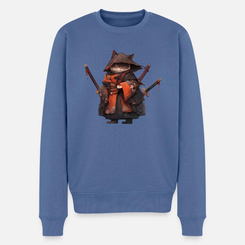 Chat d’Asie Samouraï japonais Samouraï - Pull Premium bio Homme - bleu pigeon