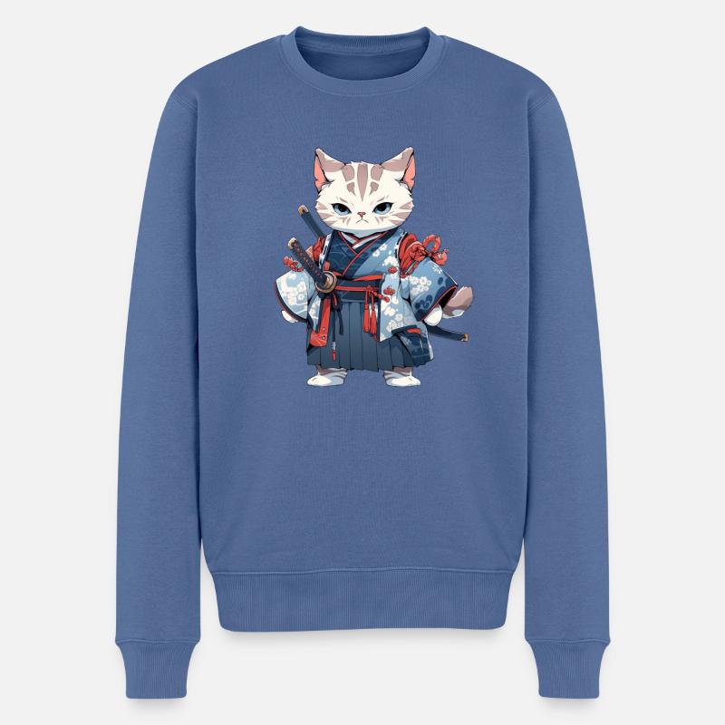 Chat d’Asie Samouraï japonais Samouraï - Pull Premium bio Homme - bleu pigeon