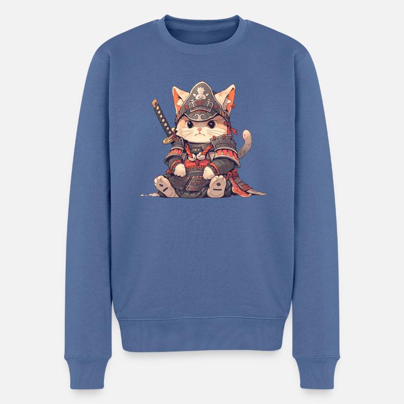 Chat d’Asie Samouraï japonais Samouraï - Pull Premium bio Homme - bleu pigeon