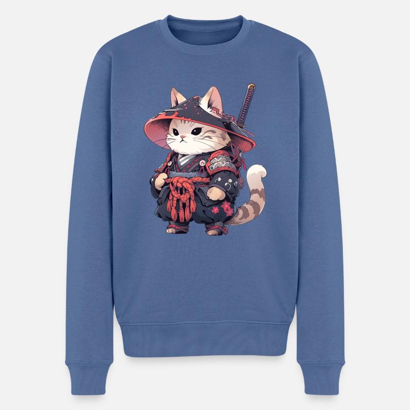 Chat d’Asie Samouraï japonais Samouraï - Pull Premium bio Homme - bleu pigeon