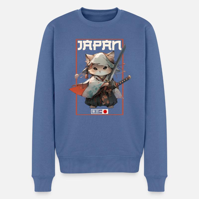 Chat d’Asie Samouraï japonais Samouraï - Pull Premium bio Homme - bleu pigeon