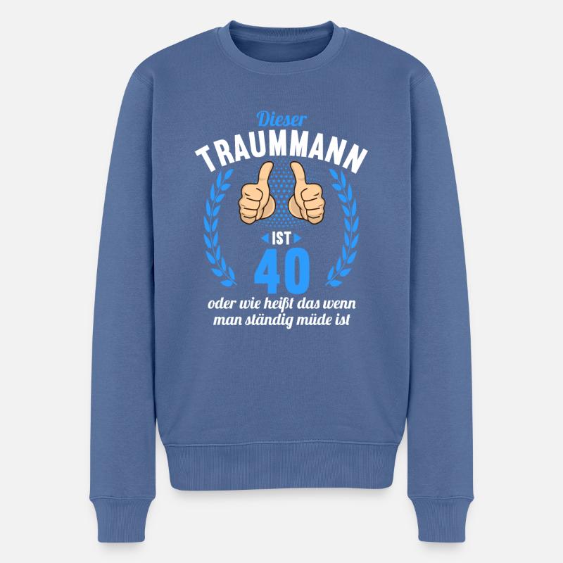 Dieser Traummann ist 40 Jahre 40 Geburtstag - Männer Premium Bio Pullover - Taubenblau