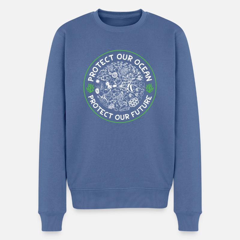 save the ocean - Männer Premium Bio Pullover - Taubenblau