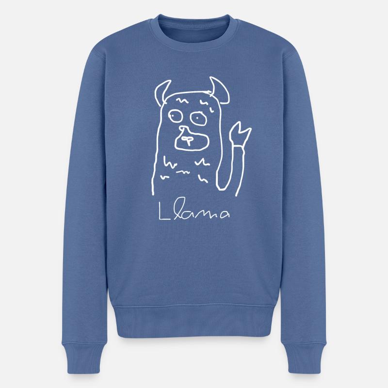 Lama - Männer Premium Bio Pullover - Taubenblau