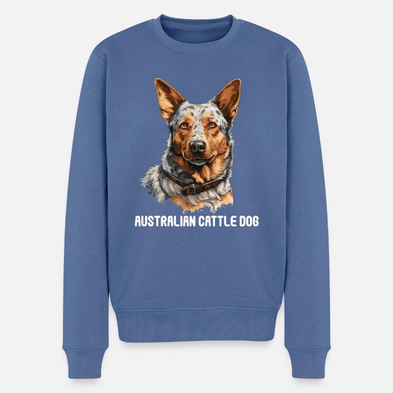 Hund Australian Cattle Dog - Männer Premium Bio Pullover - Taubenblau