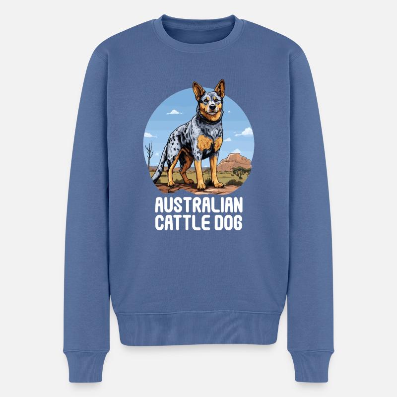 Hund Bouvier australien - Pull Premium bio Homme - bleu pigeon