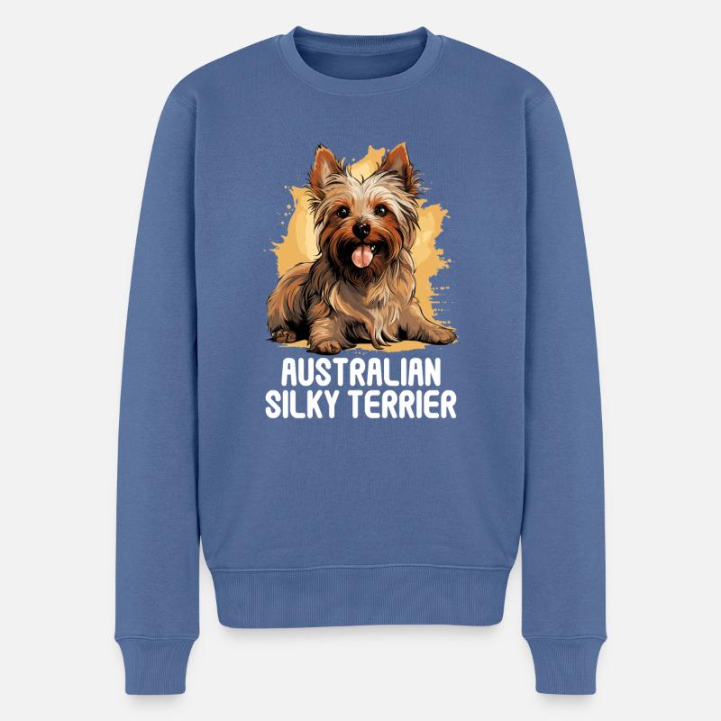 Australian Silky Terrier - Männer Premium Bio Pullover - Taubenblau