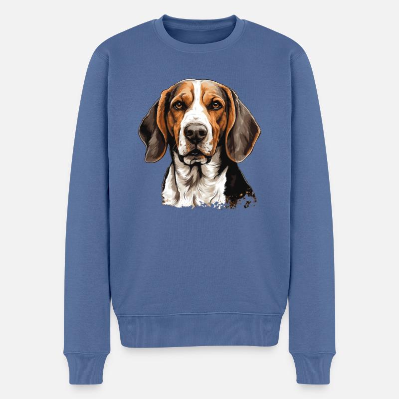 Chien American Foxhound - Pull Premium bio Homme - bleu pigeon