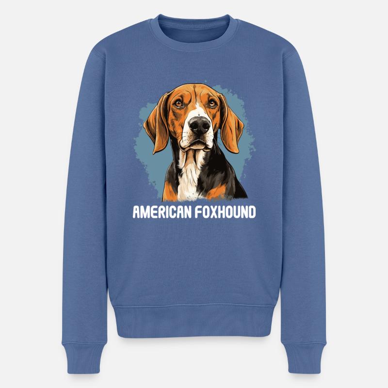Chien American Foxhound - Pull Premium bio Homme - bleu pigeon