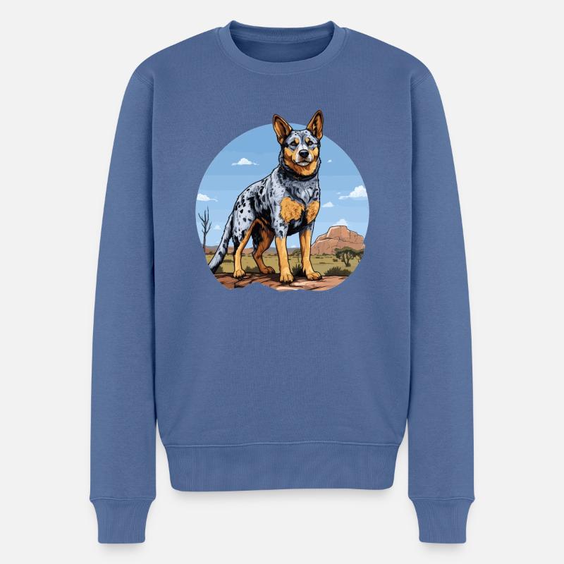 Hund Australian Cattle Dog - Männer Premium Bio Pullover - Taubenblau