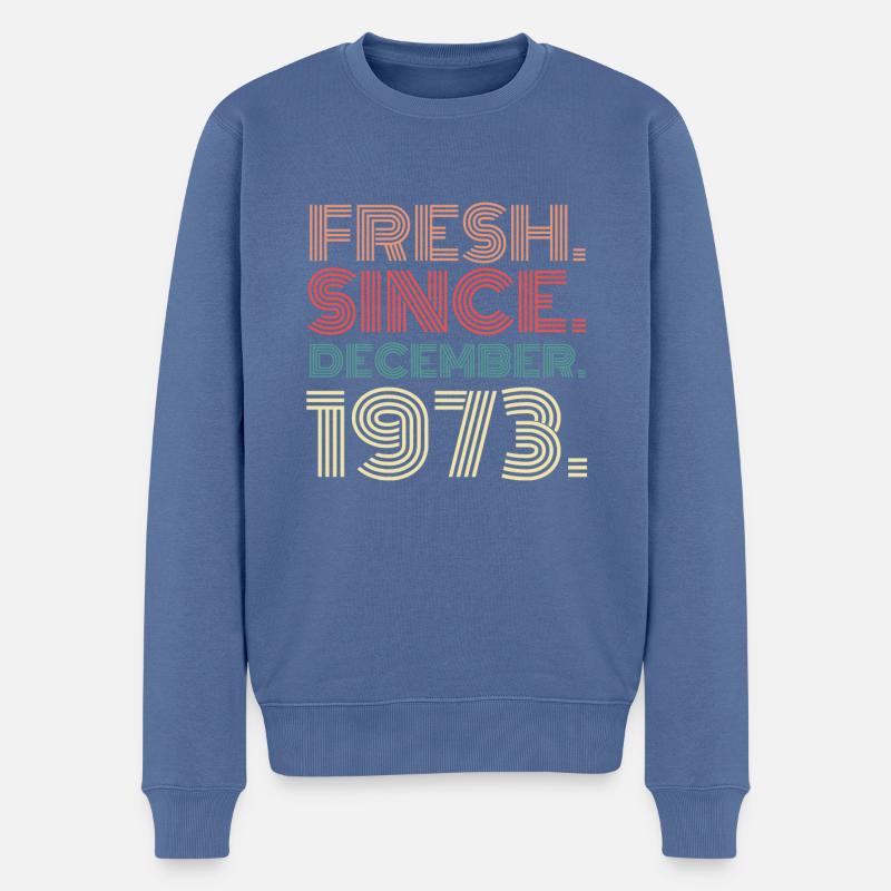 Dezember 1973 Geburtstag - Männer Premium Bio Pullover - Taubenblau