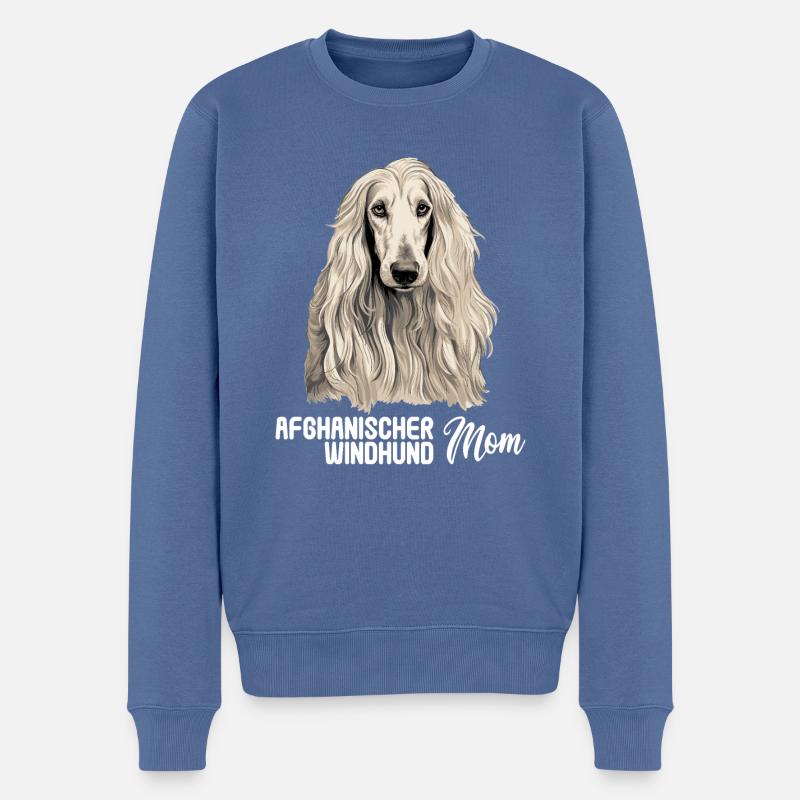 Chien Afghan Hound - Pull Premium bio Homme - bleu pigeon