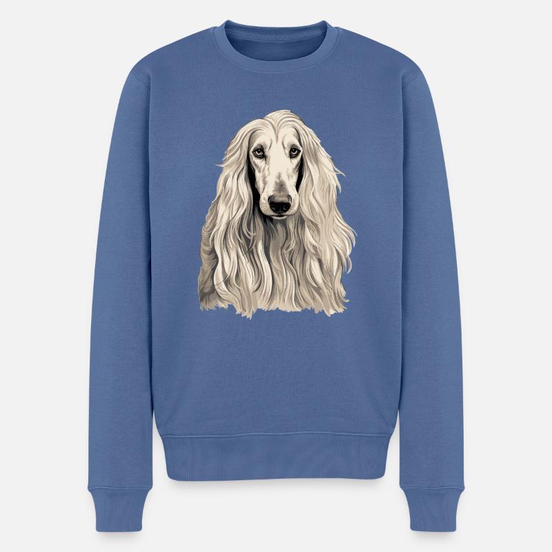 Hund Afghanischer Windhund - Männer Premium Bio Pullover - Taubenblau
