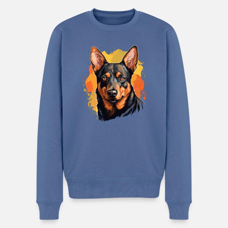 Hund Australian Kelpie - Männer Premium Bio Pullover - Taubenblau
